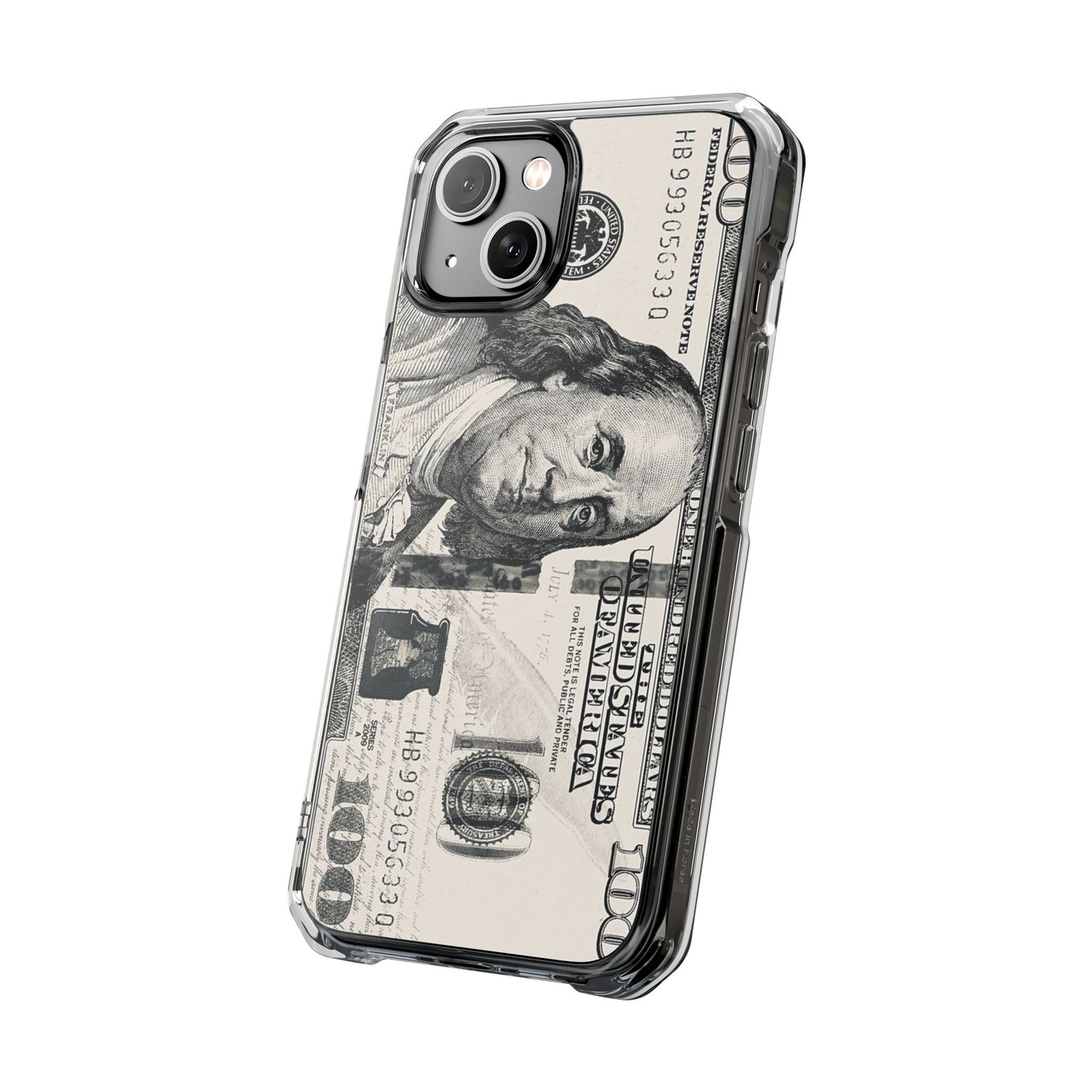 Clear Magnetic Phone Case — Hundred Dollar Bill Design