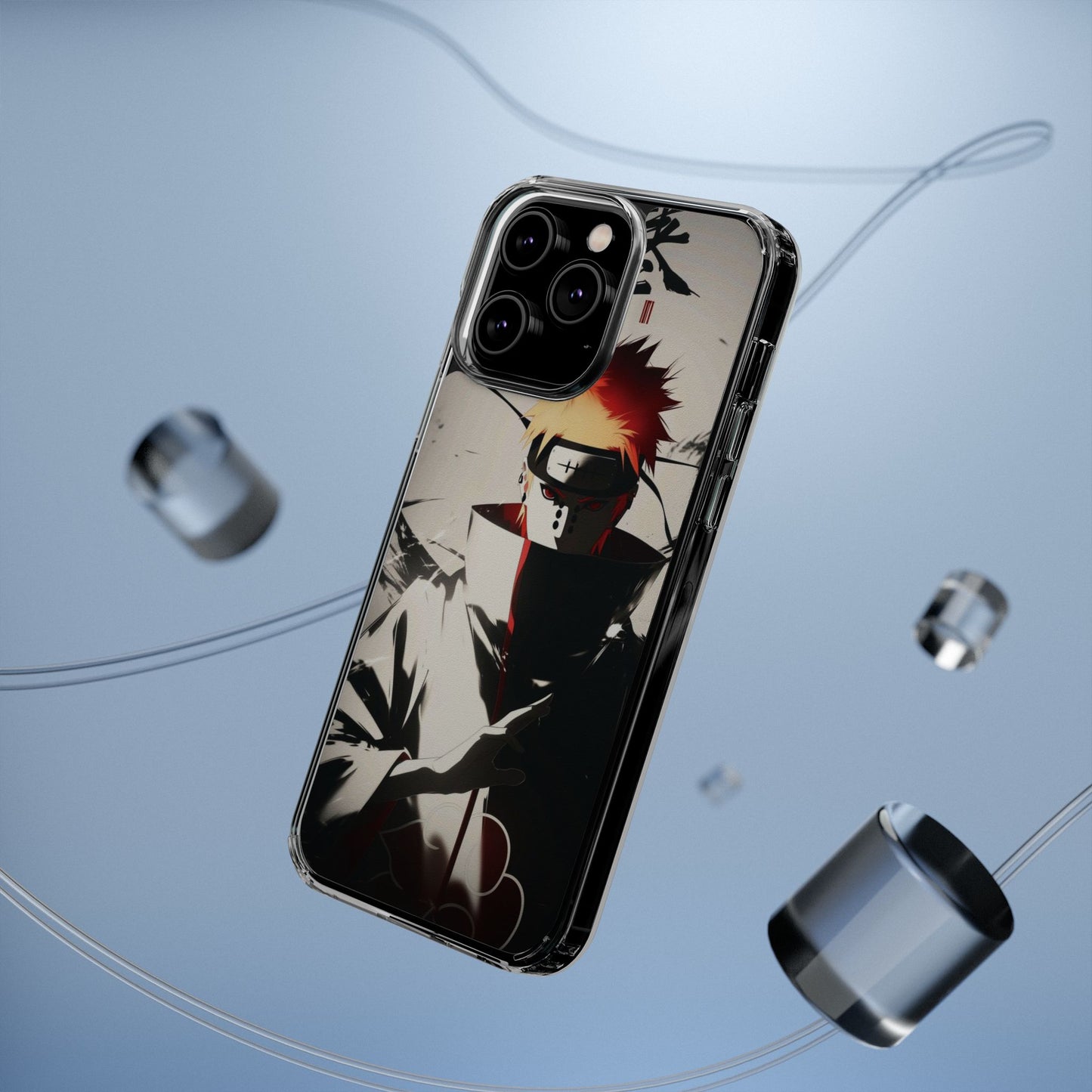 Clear Impact-Resistant Phone Case — Anime Akatsuki Shadow Design