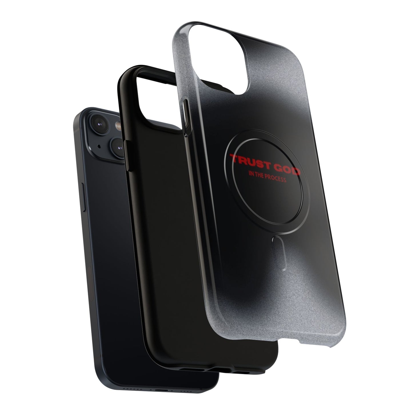 MagSafe Phone Case — "Trust God in the Process" Black Magnetic Tough Case