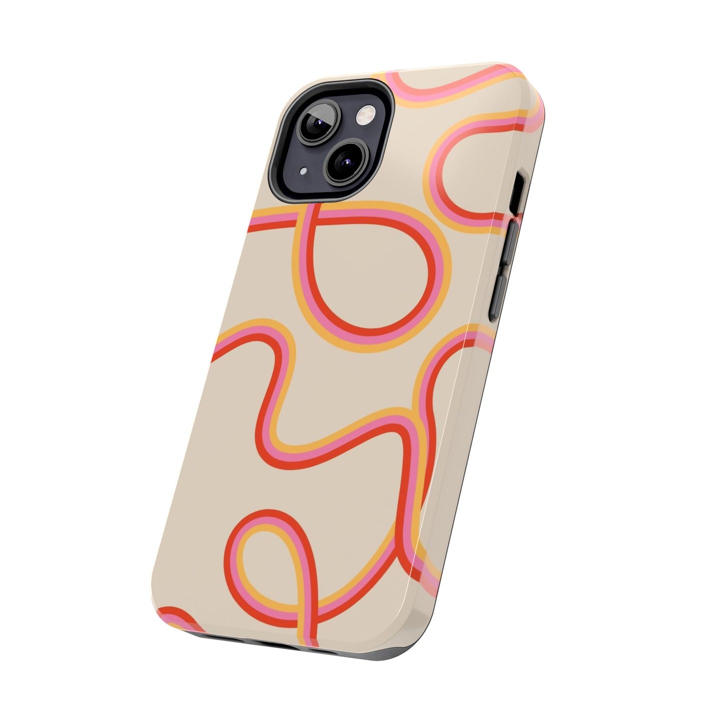 Retro Swirl Tough Phone Case — Beige Pink Orange Abstract Protection