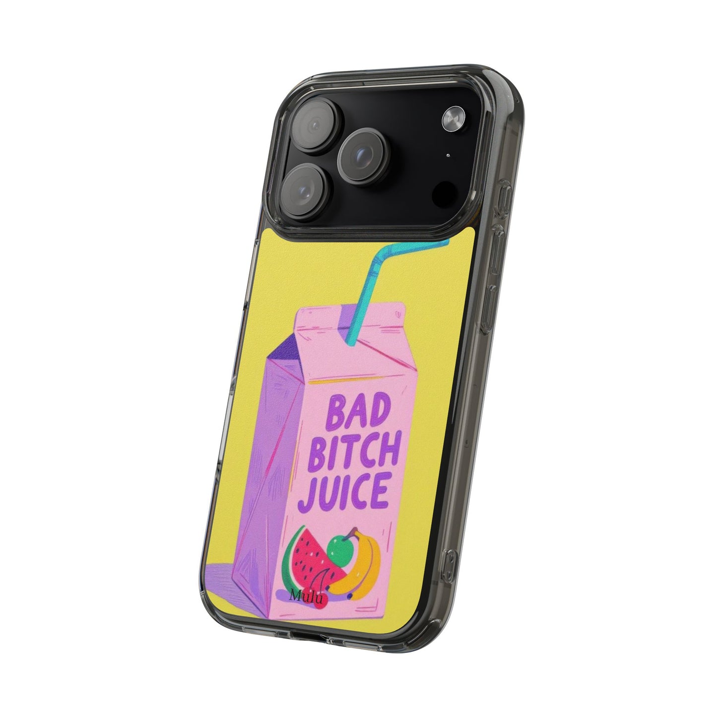 Clear Impact-Resistant Phone Case — "Bad Bitch Juice" Cartoon Juice Box Design
