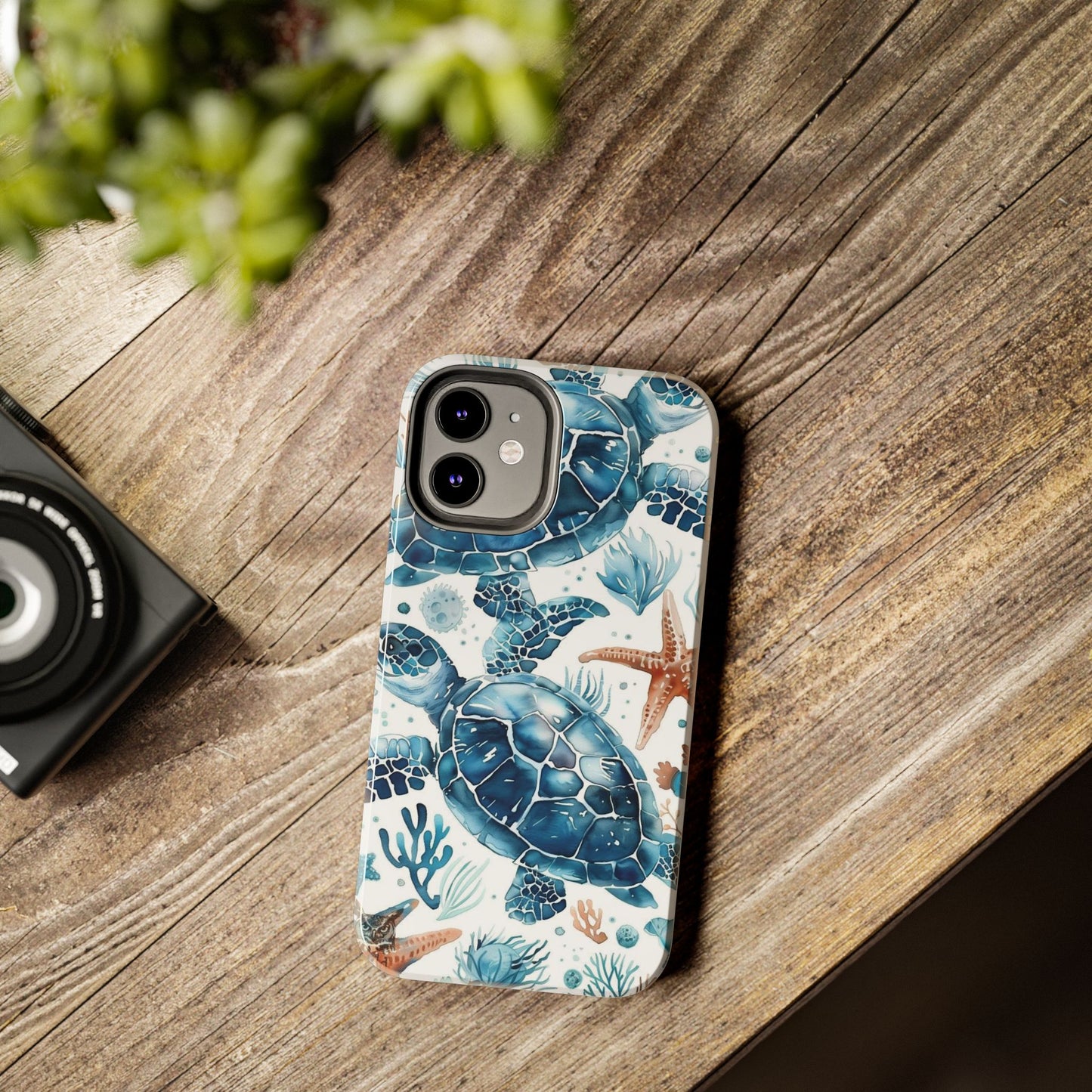 Sea Turtle Tough Phone Case — Blue Ocean Marine Life Protective Cover