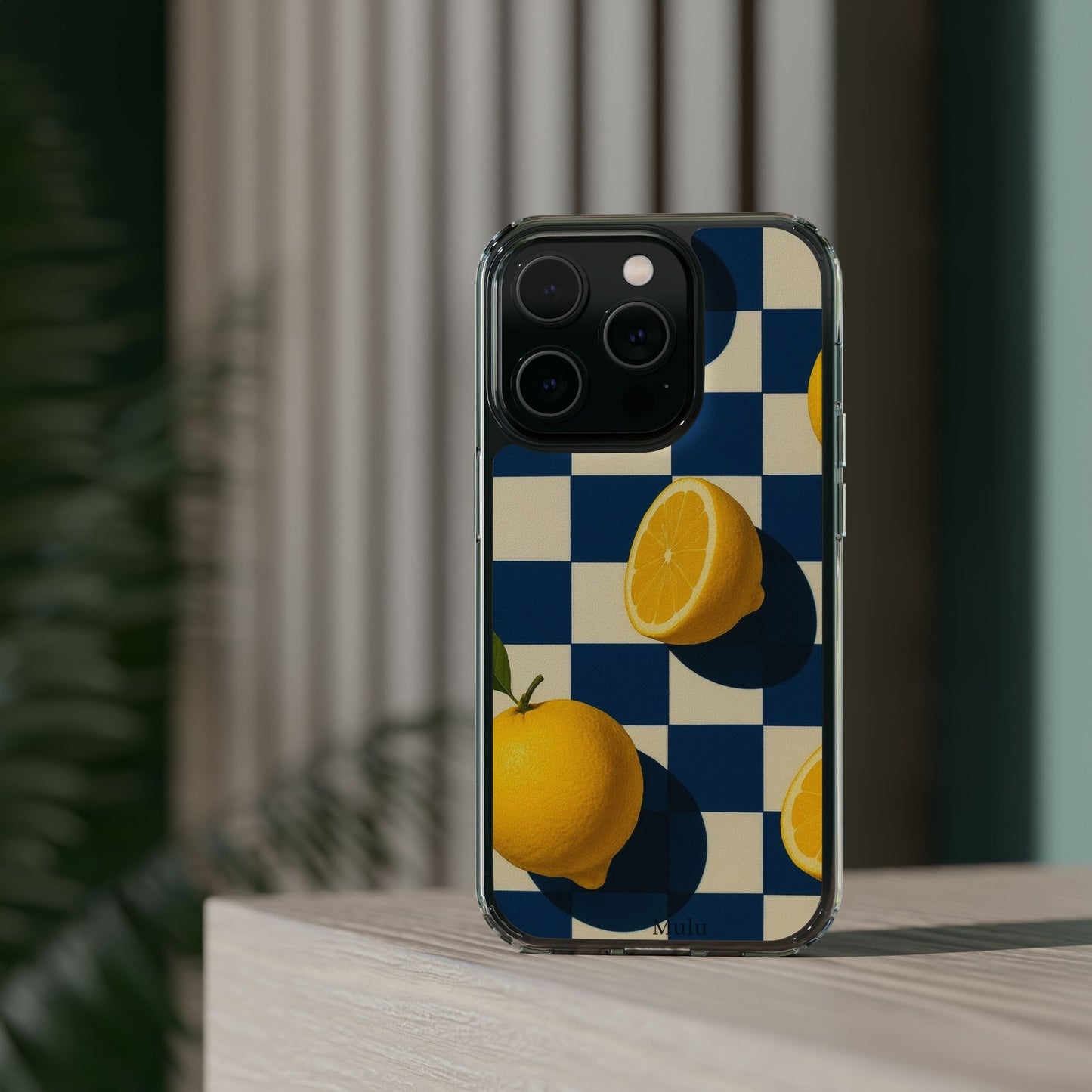 Clear Impact-Resistant Case — Retro Checkered Lemons Phone Case