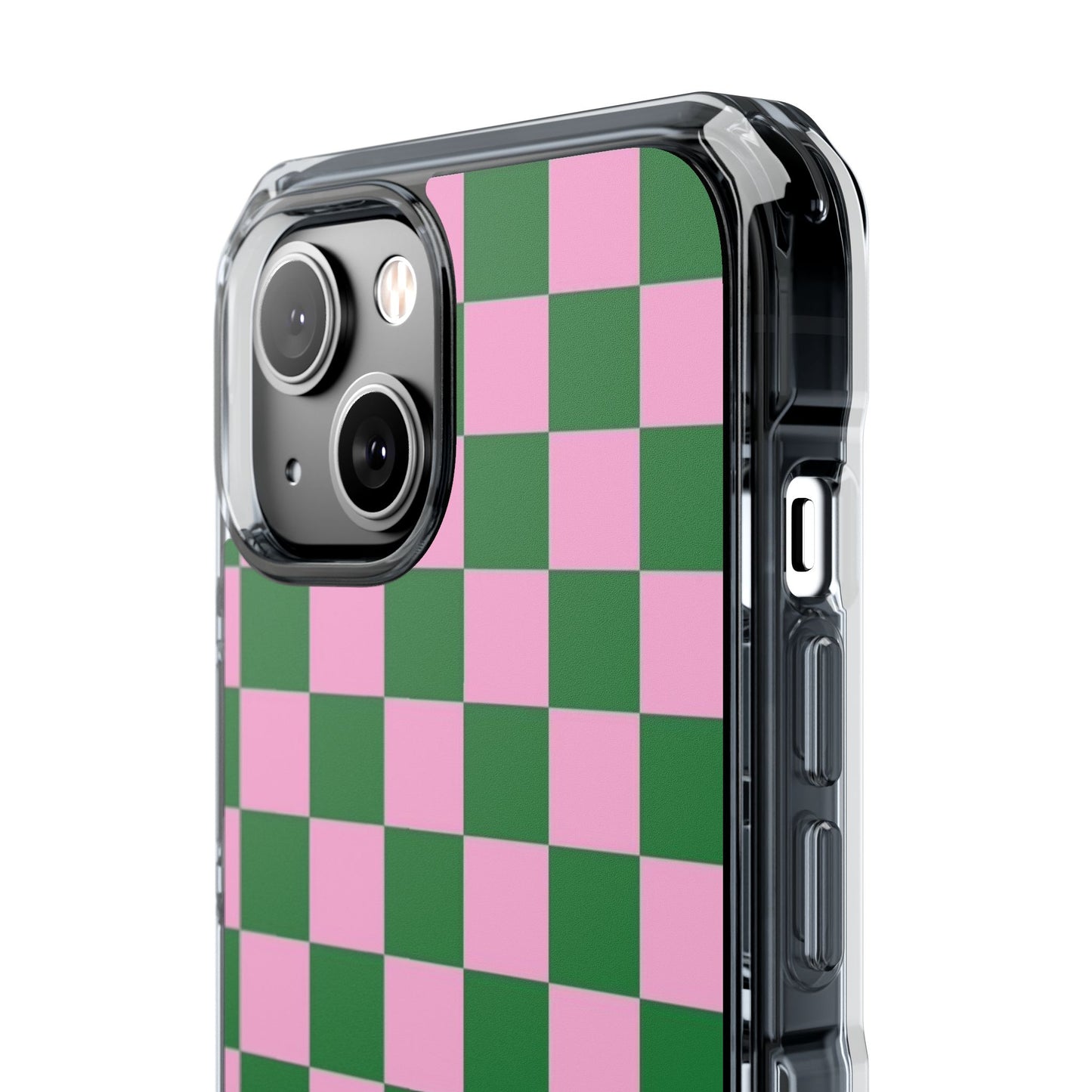 Pink & Green Checkerboard Magnetic Clear Phone Case
