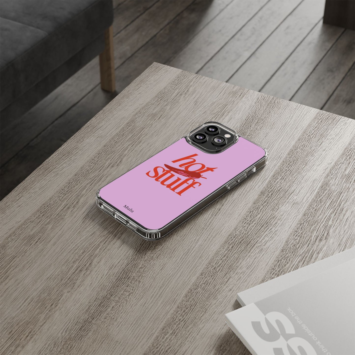 Hot Stuff Clear Impact Phone Case — Pink Retro Typography iPhone Cover