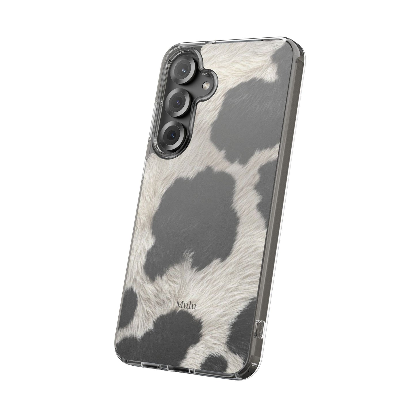 Cow Print Clear Impact Phone Case — Faux Fur Black & White Protection