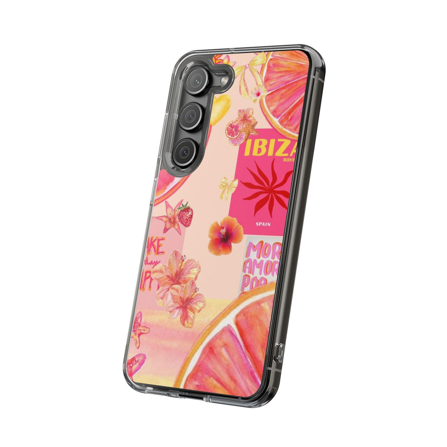 Clear Impact Phone Case — Pink Ibiza Citrus Floral Design
