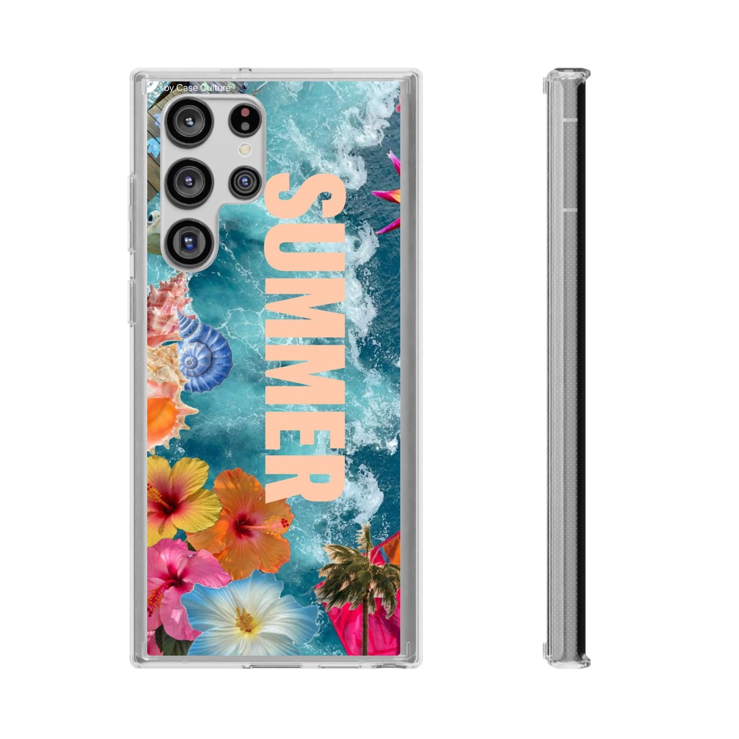 Summer Floral Clear Impact Phone Case — "SUMMER" Tropical Hibiscus Design