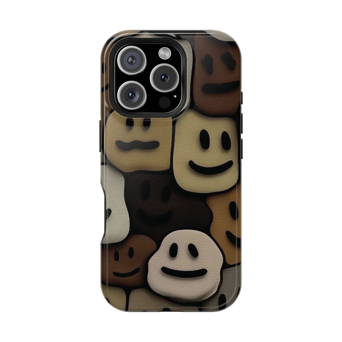 Magnetic Impact-Resistant Case — Brown Smiley Tile Phone Cover