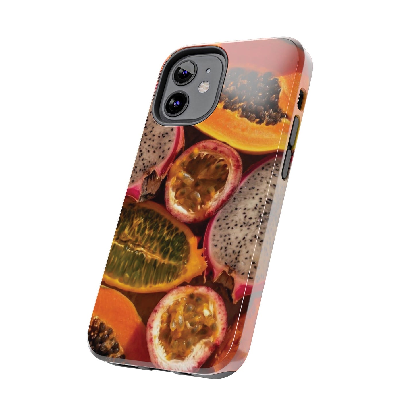 Tropical Fruit Tough Phone Case — Papaya & Dragon Fruit Design