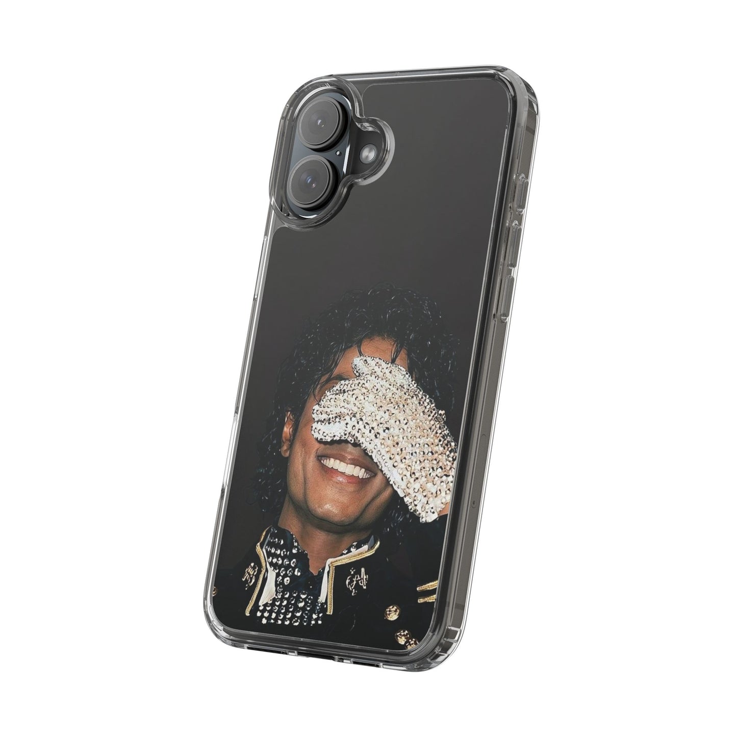 Michael Jackson Smiling Portrait Clear Phone Case — Retro Pop Icon Design