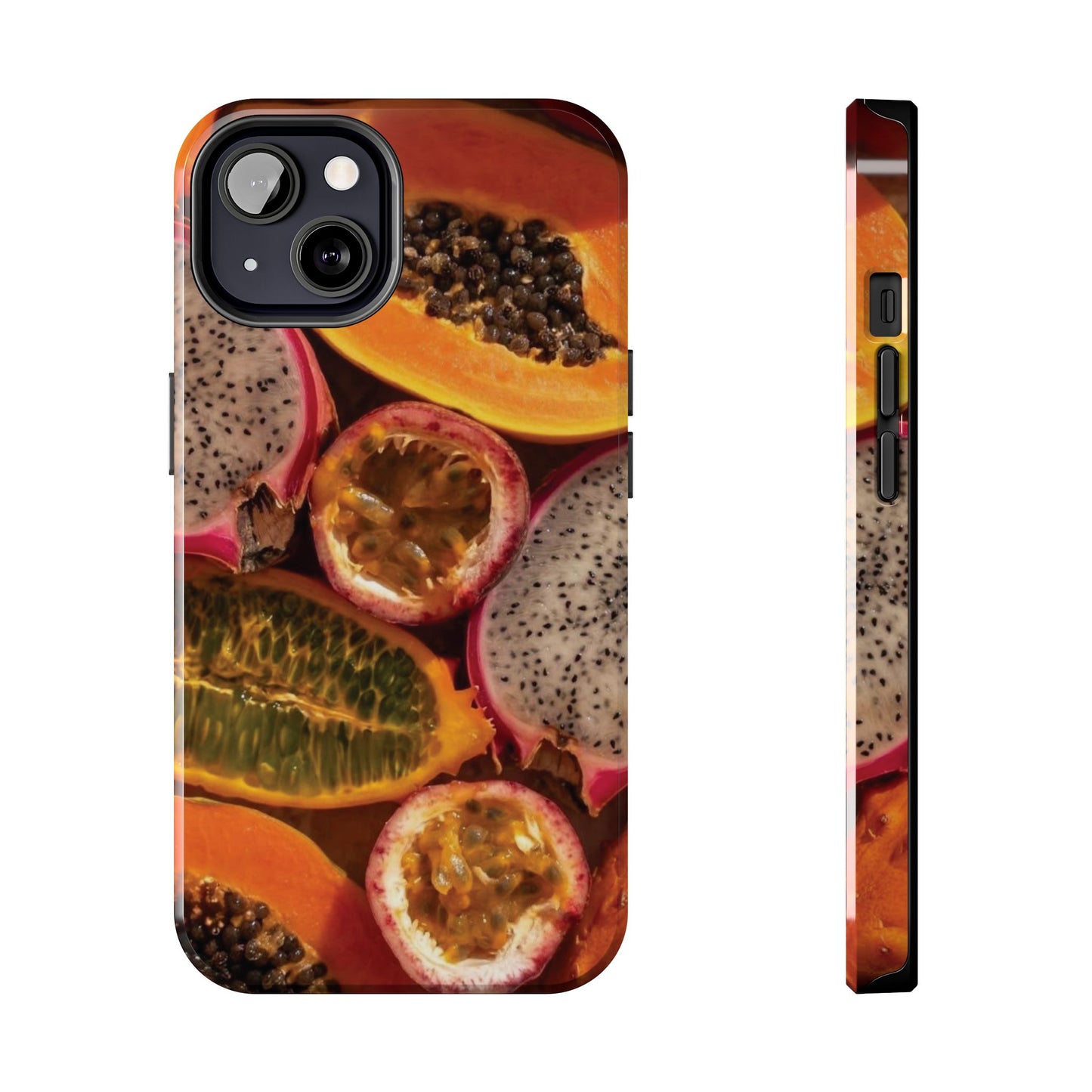 Tropical Fruit Tough Phone Case — Papaya & Dragon Fruit Design