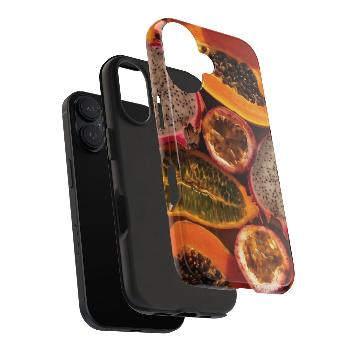 Tropical Fruit Tough Phone Case — Papaya & Dragon Fruit Design