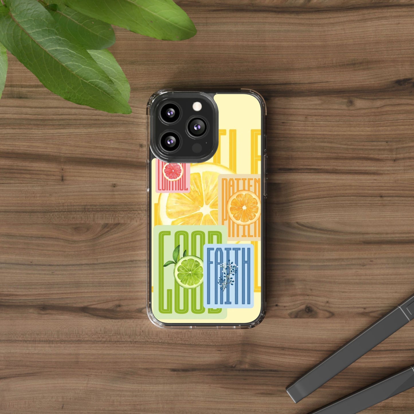 Clear Phone Case — Citrus Fruit Typography "Good Faith" Design