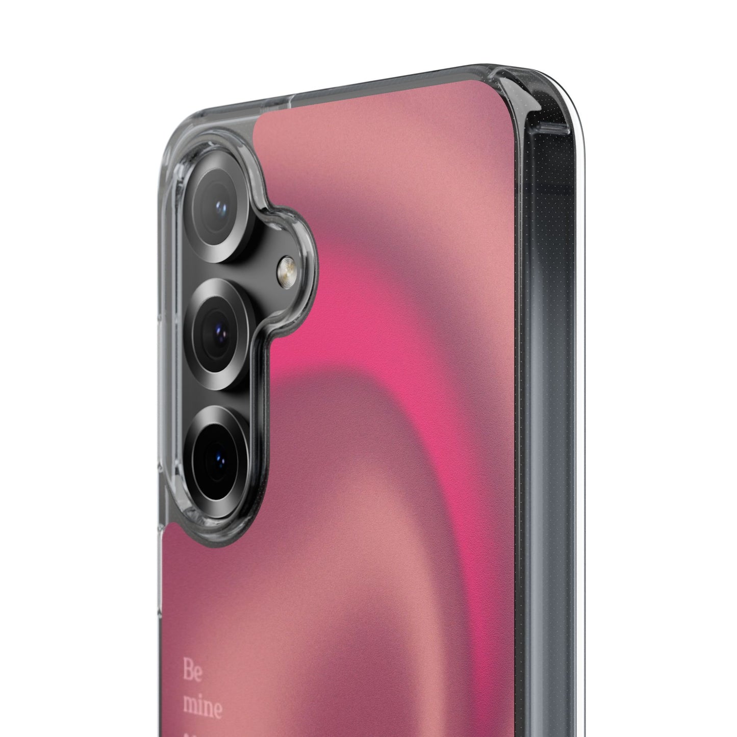 Clear Impact Phone Case — Pink Satin Swirl "Be mine" Design