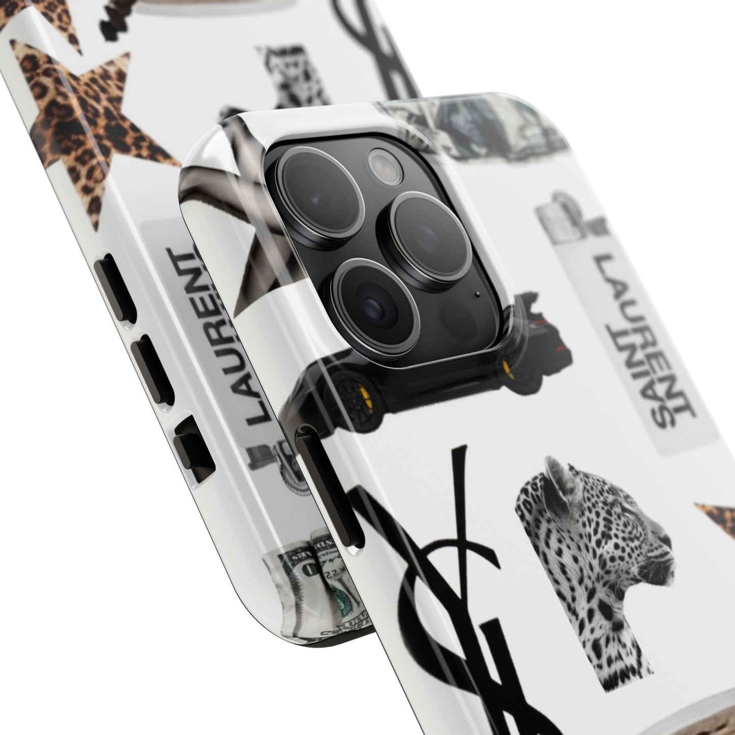 Tough Phone Case — Luxe Fashion Collage with Leopard, Martini & Kiss Print