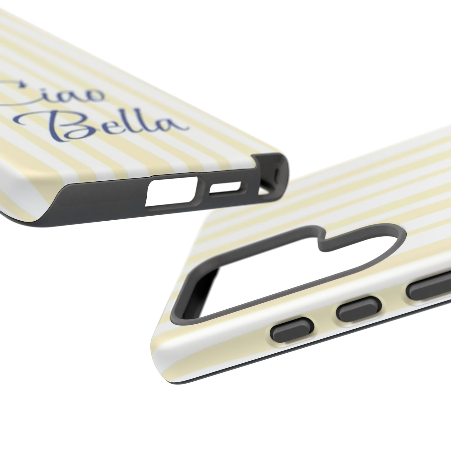 Ciao Bella Phone Case – Striped Elegant Italian Script Protective Cover