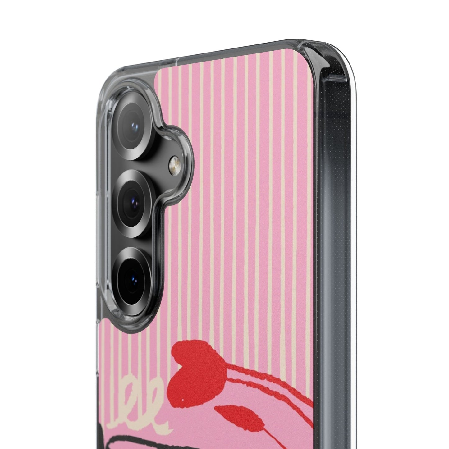 Clear Impact-Resistant Case — Pink Cute Heart Cartoon Design