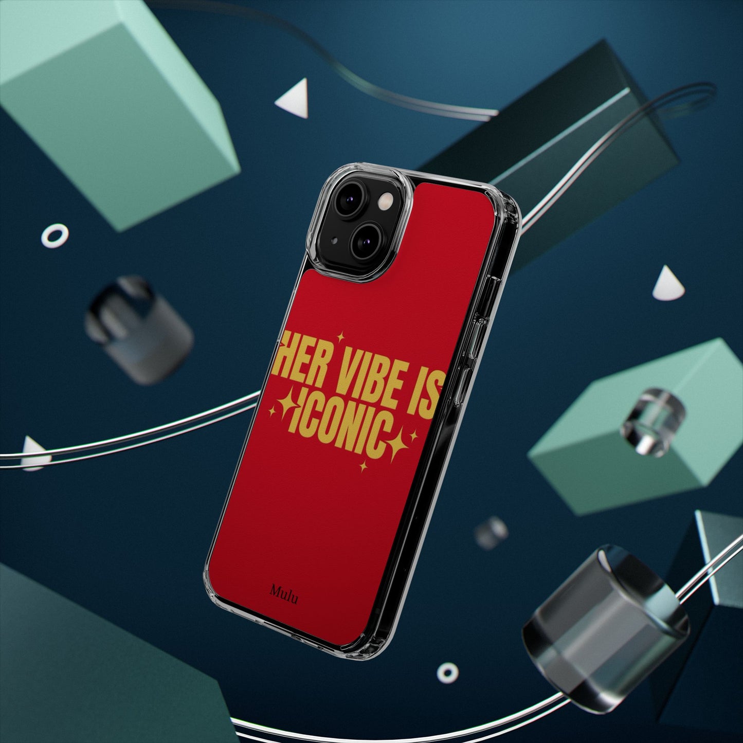 Clear Impact-Resistant Phone Case — "Her Vibe Is Iconic" Red Protective Cover