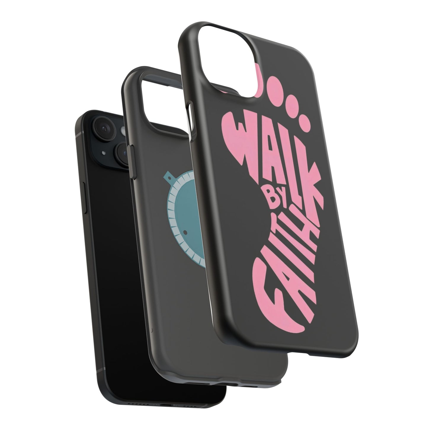 Phone Case — "Walk By Faith" Pink Footprint Magnetic Impact-Resistant Case