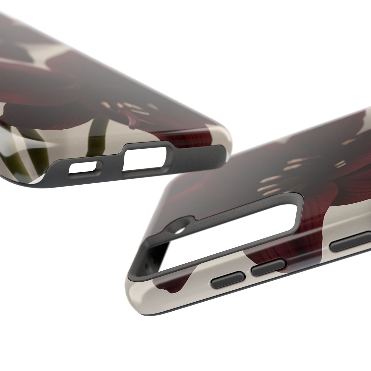 Amaryllis Noir Tough Phone Case — Dark Burgundy Floral Protective Cover