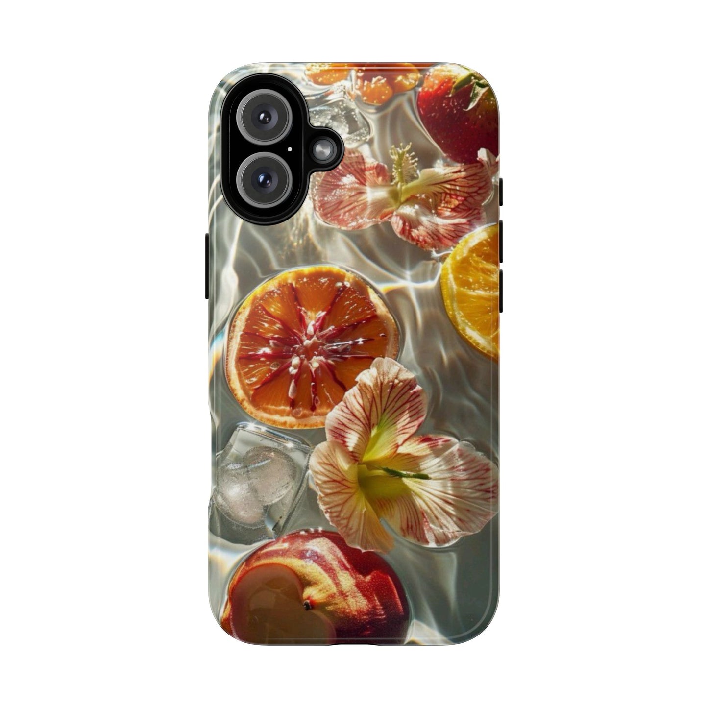 Citrus & Hibiscus Protective Phone Case – Summer Fruit Water Print Tough Case