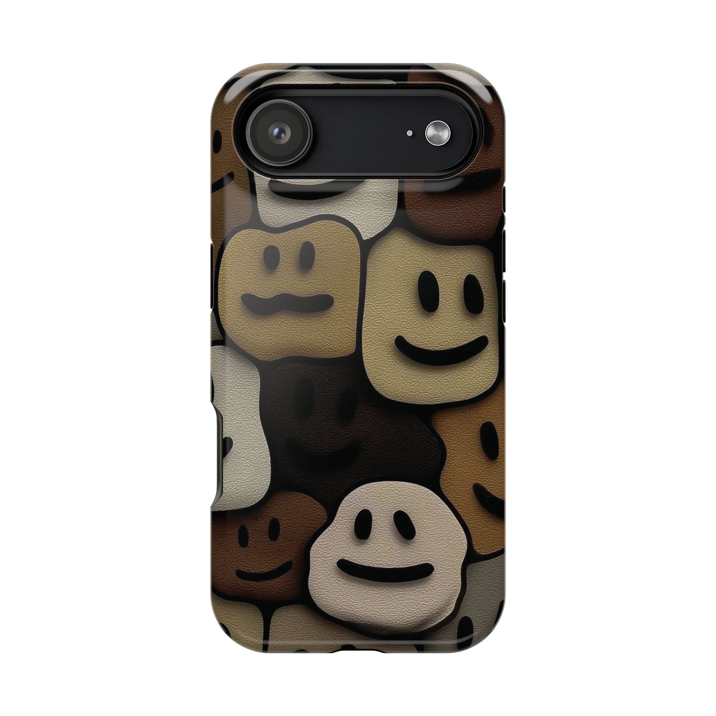 Magnetic Impact-Resistant Case — Brown Smiley Tile Phone Cover
