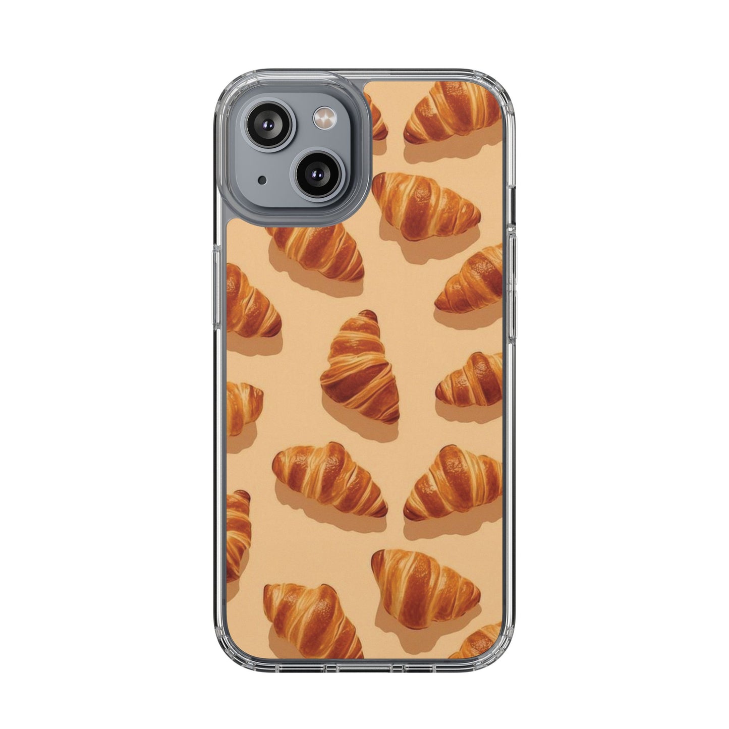 Croissant Pattern Clear Phone Case — Bakery-themed Transparent iPhone Cover