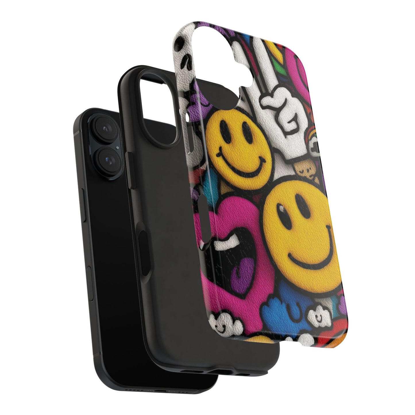 Smiley Graffiti Tough Phone Case – Colorful Urban Art Protection