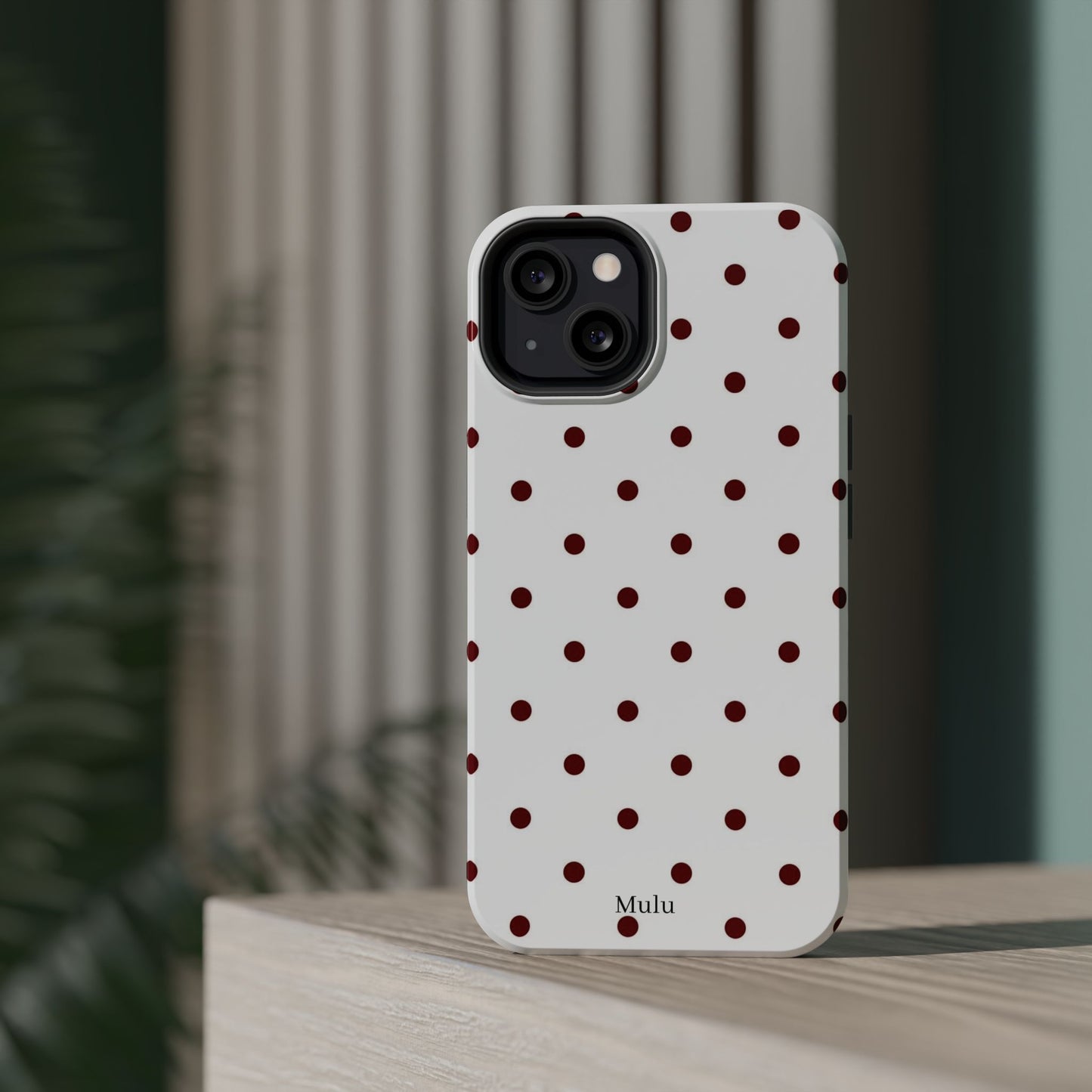 Polka Dot Magnetic Impact-Resistant Phone Case — Red Dots on White