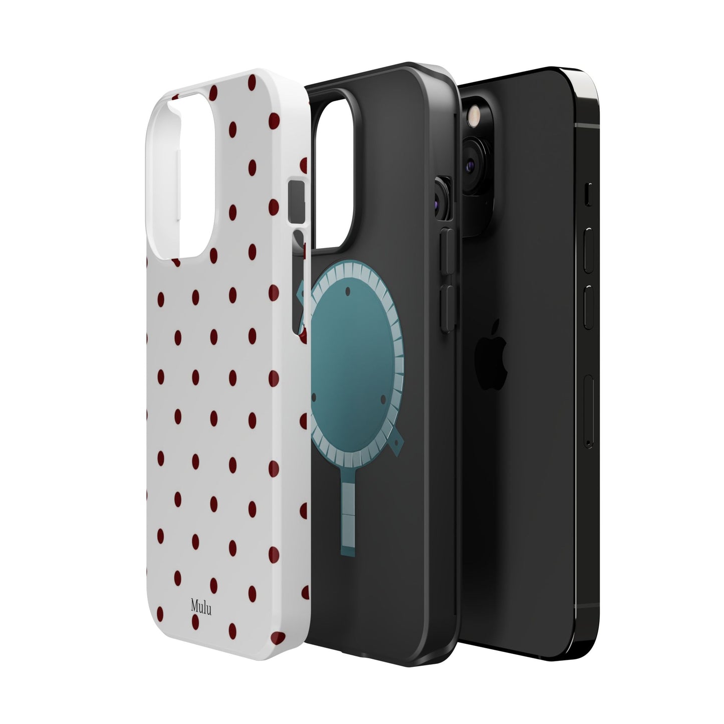 Polka Dot Magnetic Impact-Resistant Phone Case — Red Dots on White