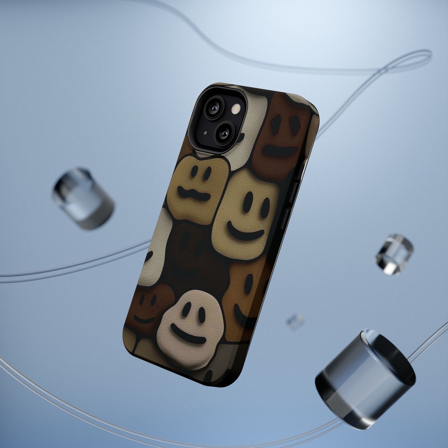 Magnetic Impact-Resistant Case — Brown Smiley Tile Phone Cover