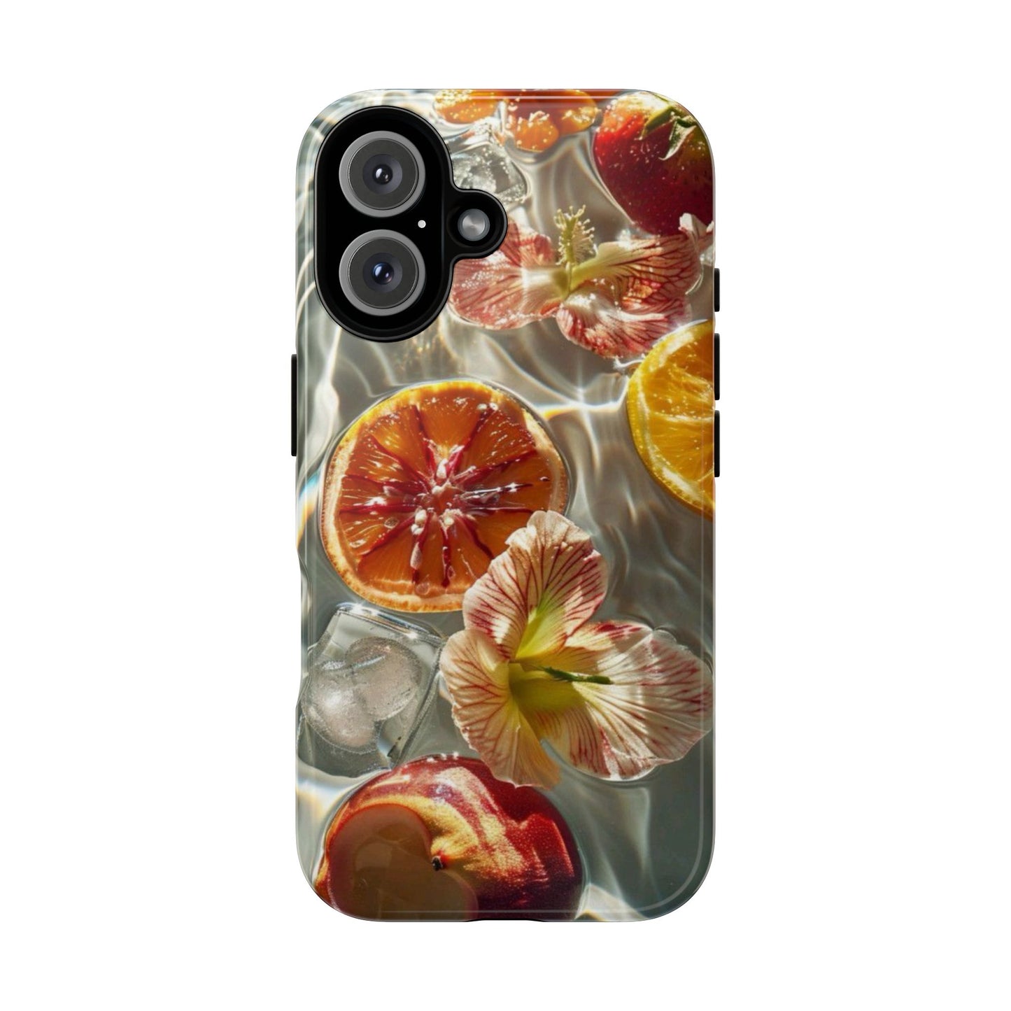 Citrus & Hibiscus Protective Phone Case – Summer Fruit Water Print Tough Case