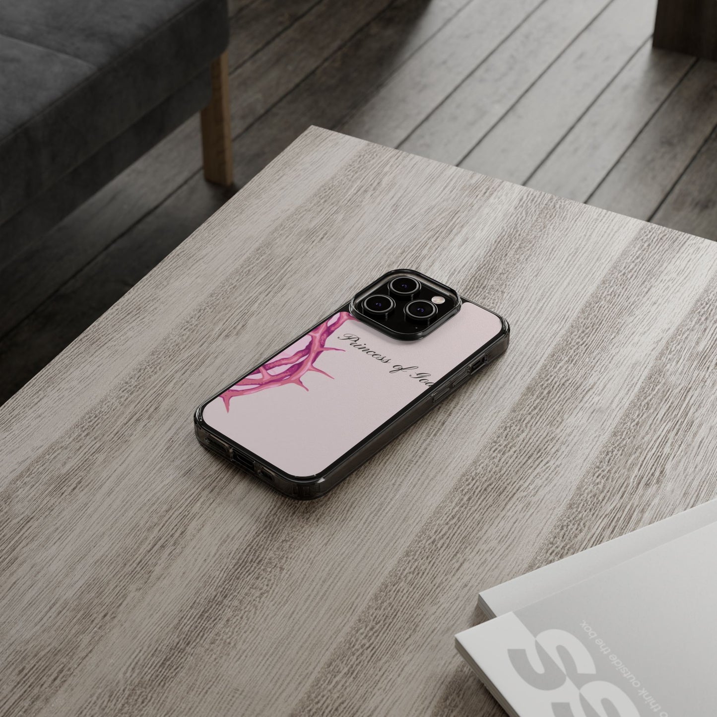 Phone Case — "Princess of God" Pink Crown of Thorns Clear Impact-Resistant Case