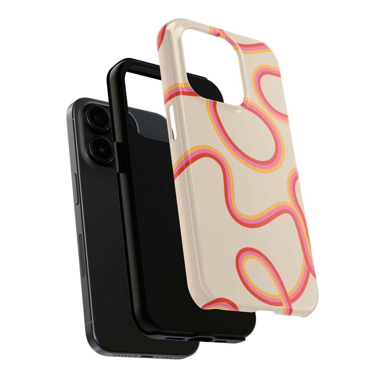 Retro Swirl Tough Phone Case — Beige Pink Orange Abstract Protection