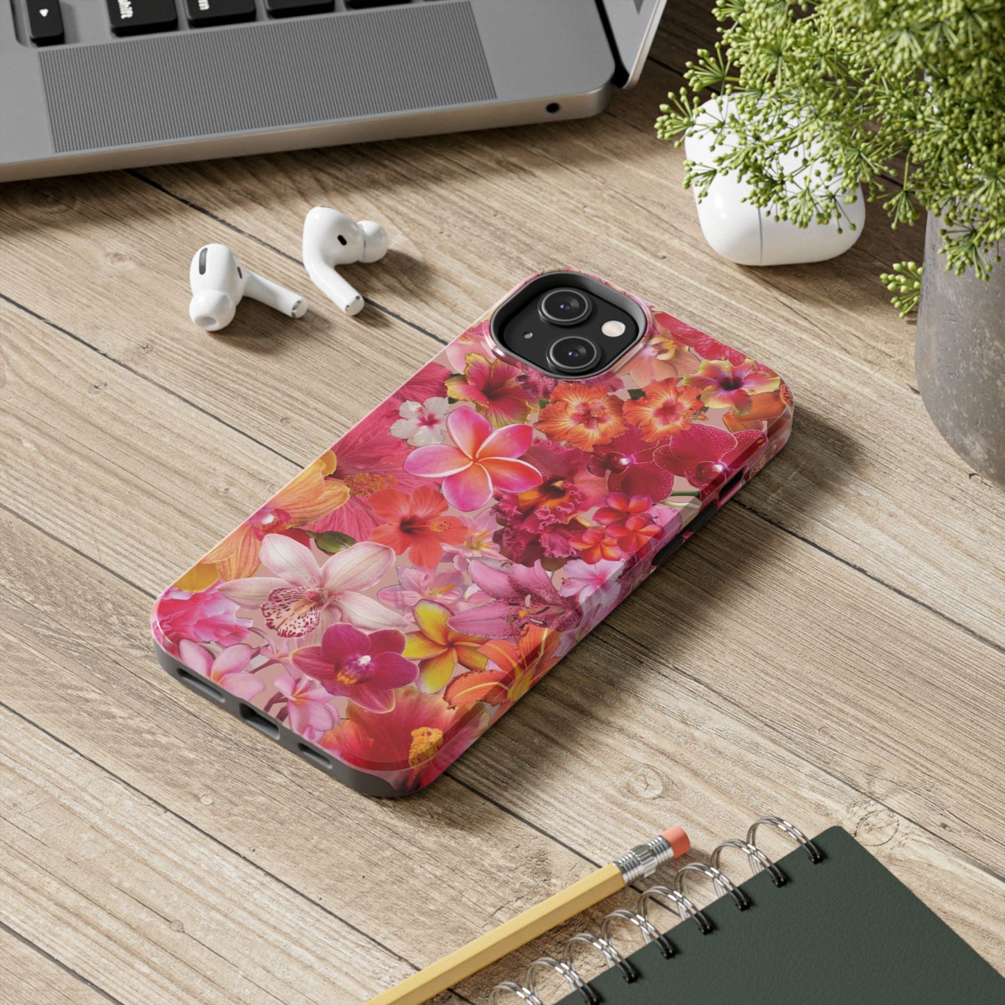Tough Phone Case — Pink Tropical Floral Orchids Phone Cover