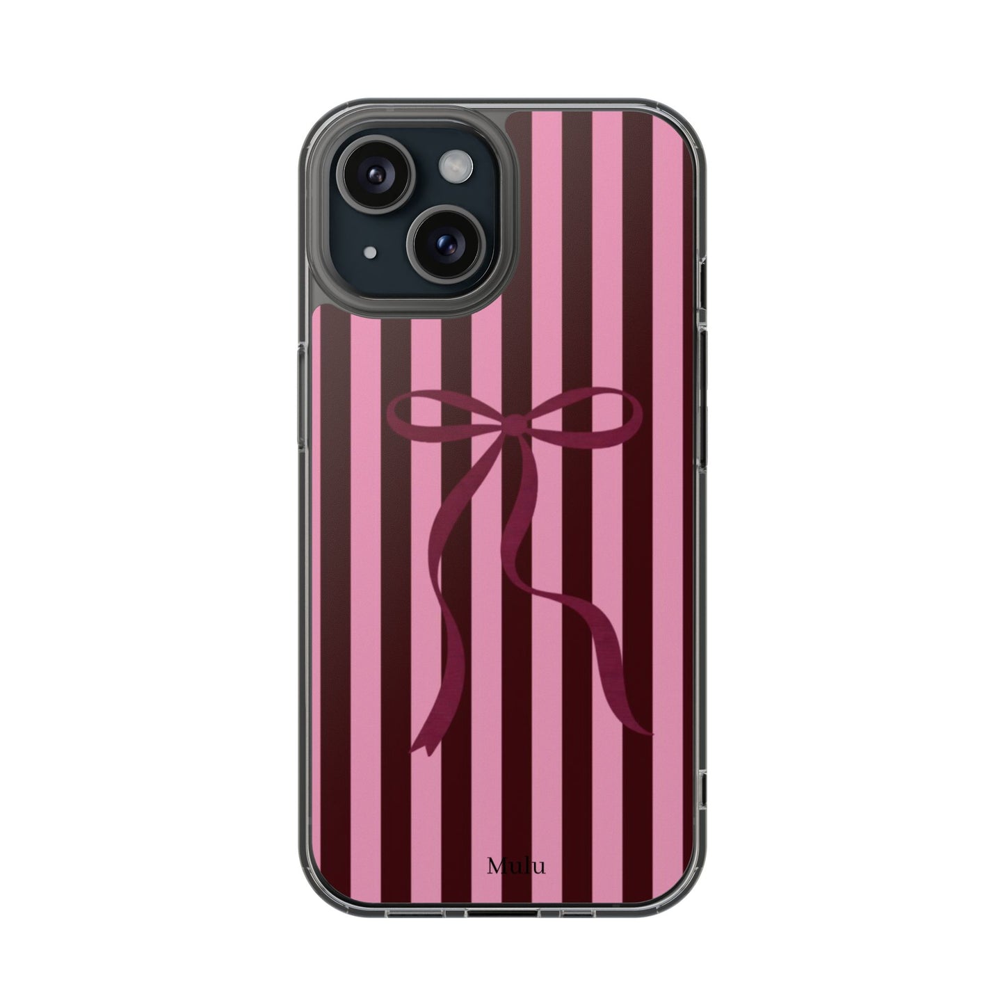 Pink Striped Ribbon Clear Impact-Resistant Phone Case