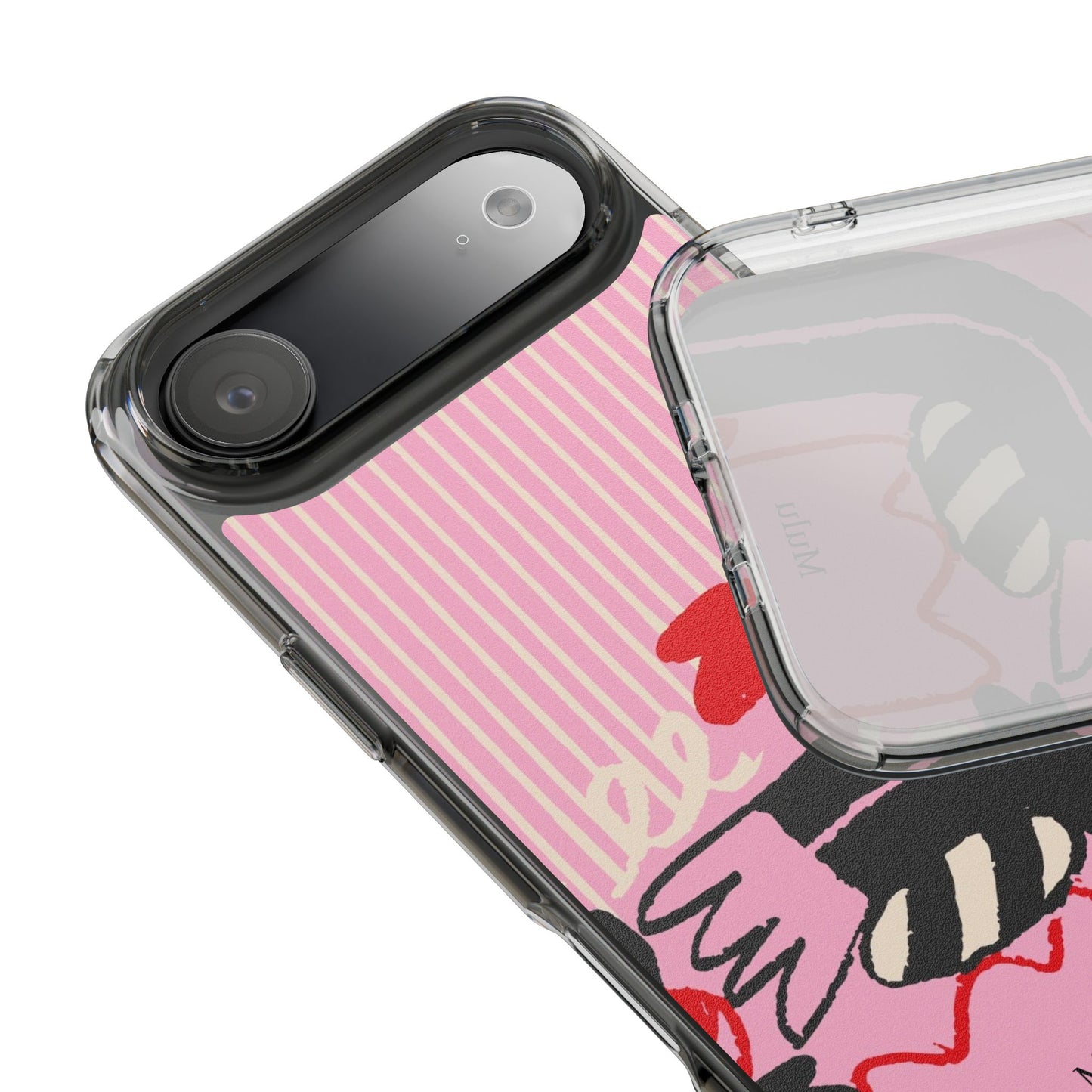 Clear Impact-Resistant Case — Pink Cute Heart Cartoon Design
