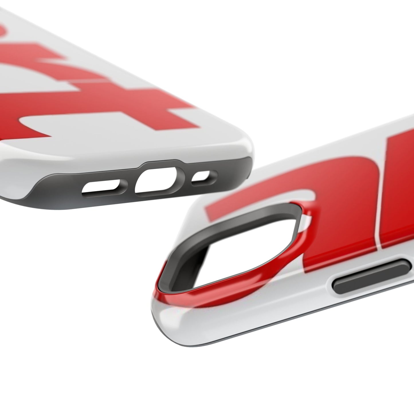 Magnetic Impact-Resistant Phone Case — Bold Red Typographic Design