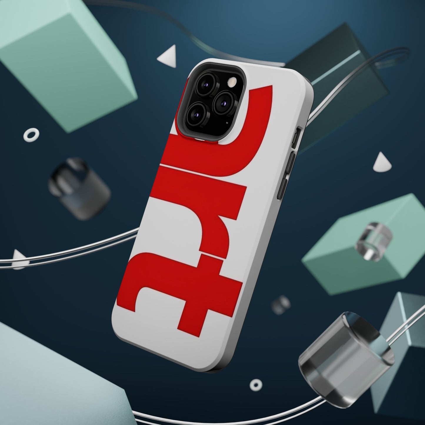 Magnetic Impact-Resistant Phone Case — Bold Red Typographic Design