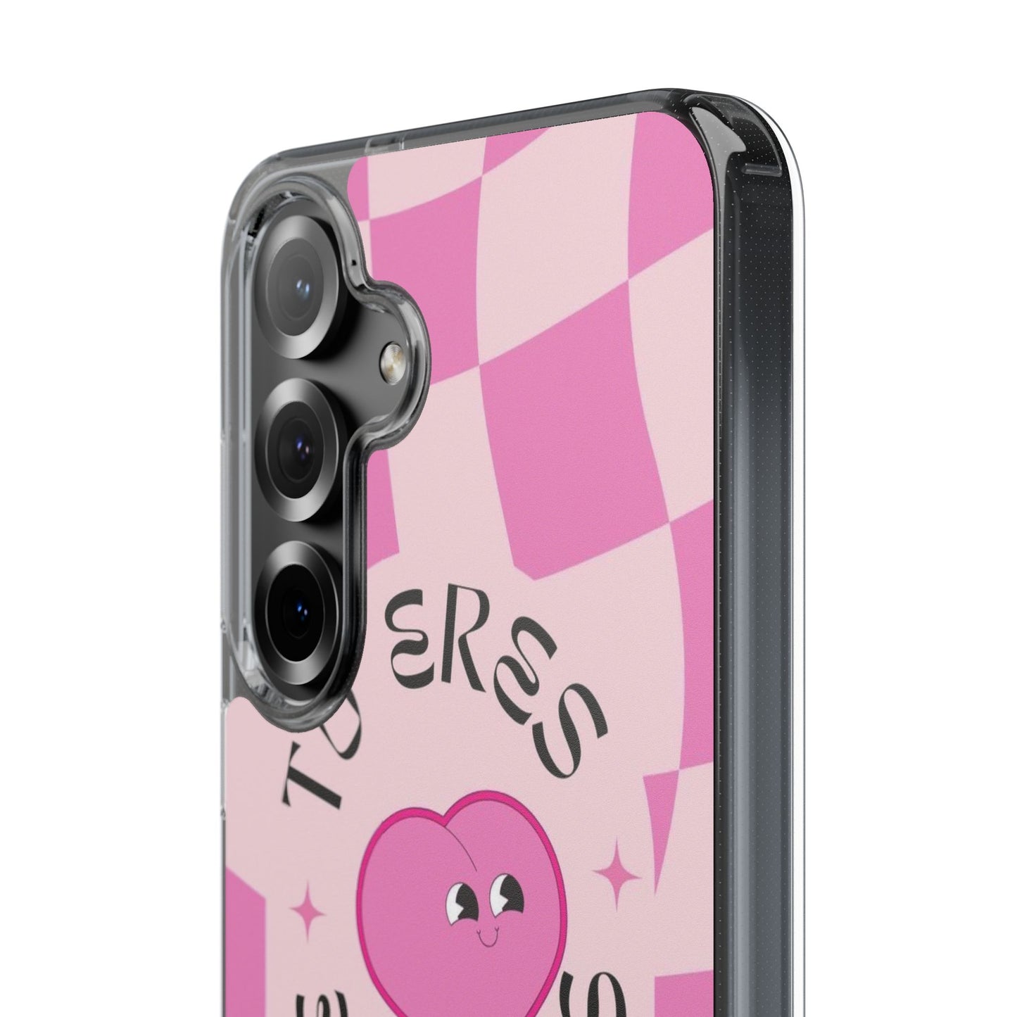 Clear Impact-Resistant Phone Case — Pink Checkerheart “Tu Eres Suficiente” Design