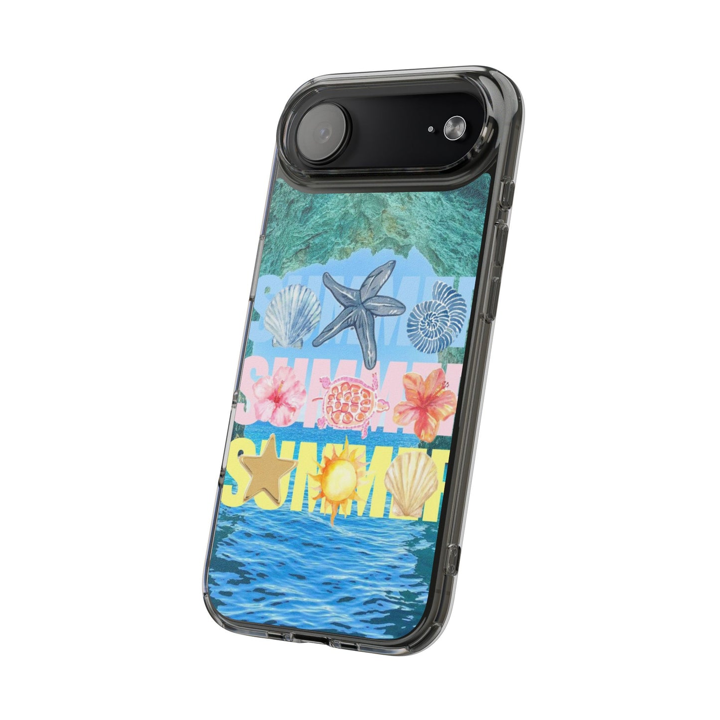 Clear Summer Beach Phone Case — Impact‑Resistant Tropical Design