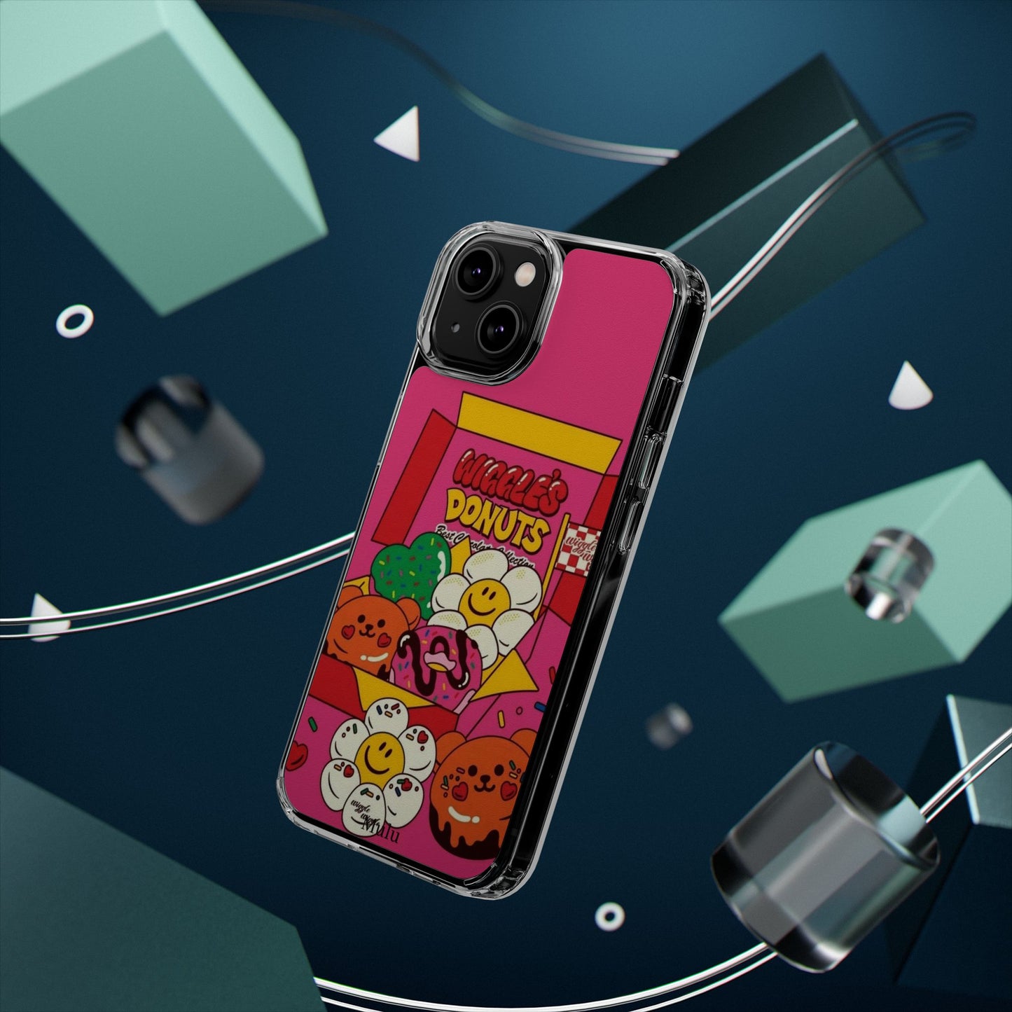 Donut Box Cute Phone Case — Clear Impact‑Resistant iPhone Cover with Smiling Donuts