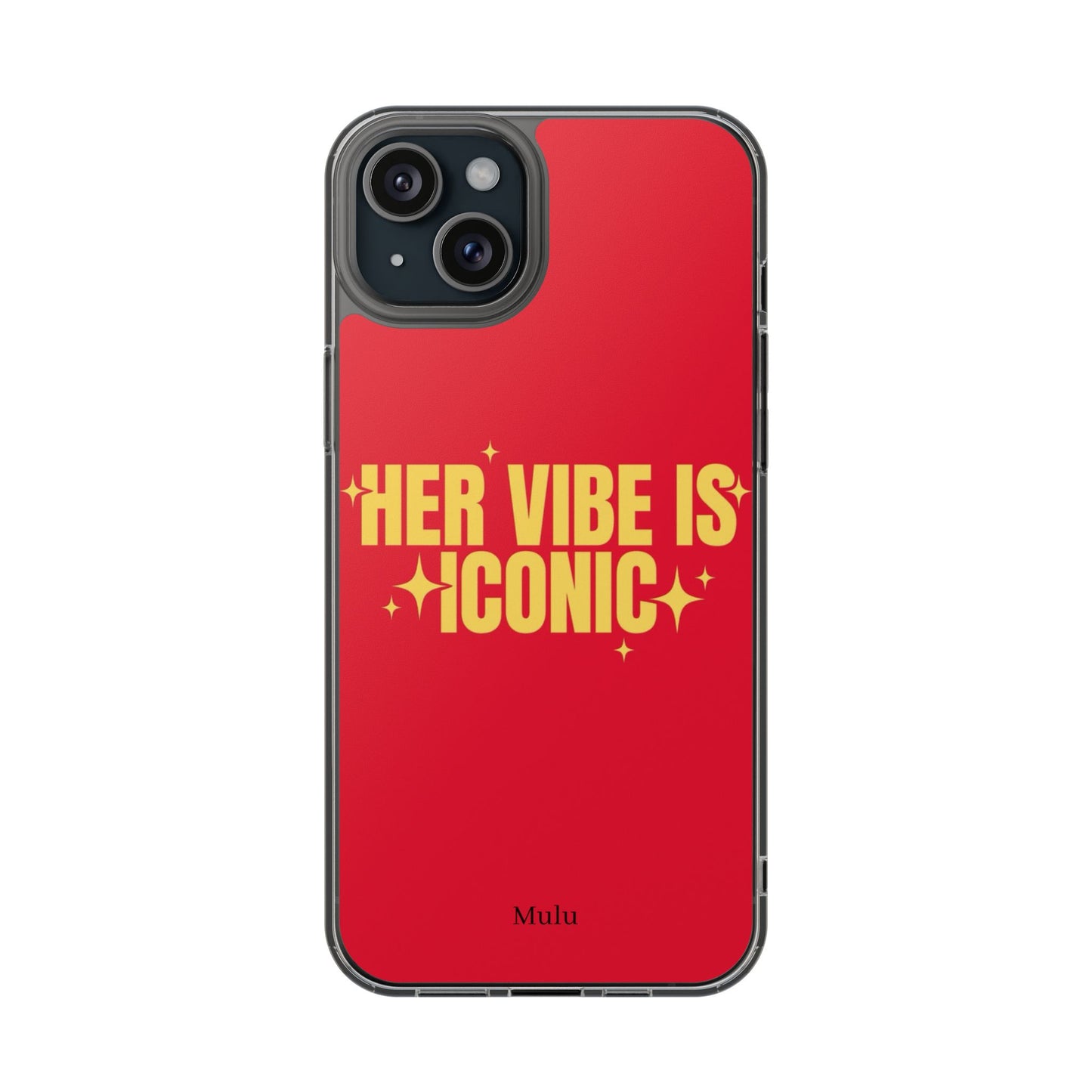 Clear Impact-Resistant Phone Case — "Her Vibe Is Iconic" Red Protective Cover