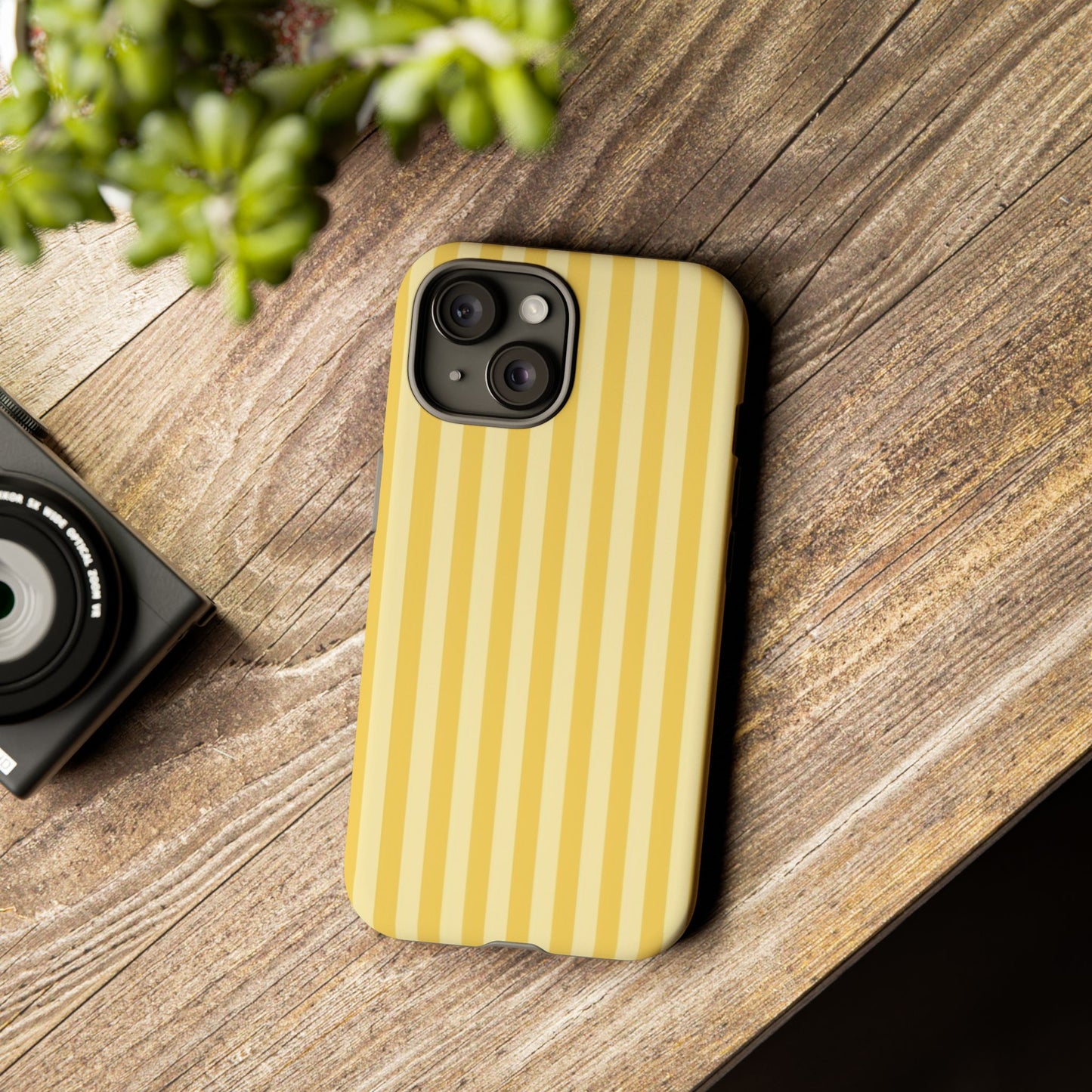 Yellow Stripe Tough Phone Case — Durable Protective iPhone Cover