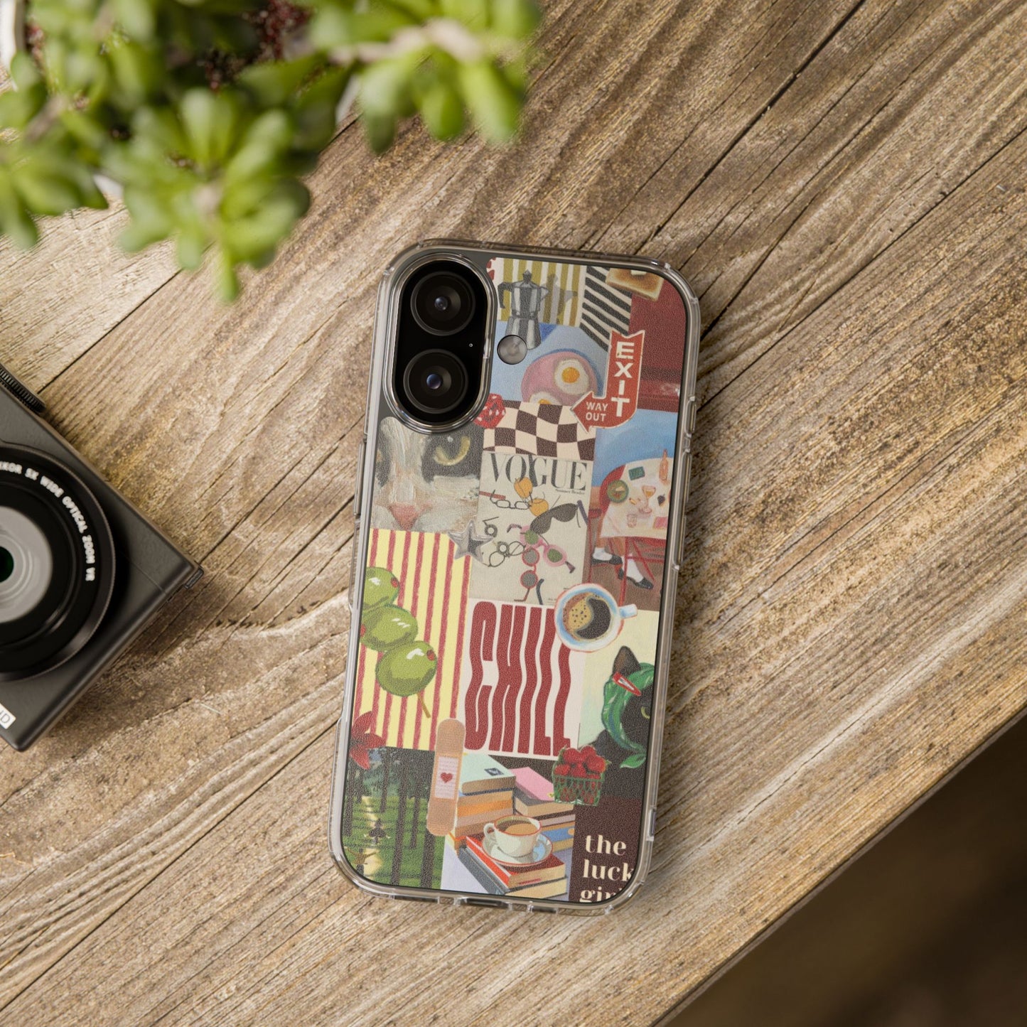 Collage Vintage Aesthetic Clear Impact-Resistant Phone Case