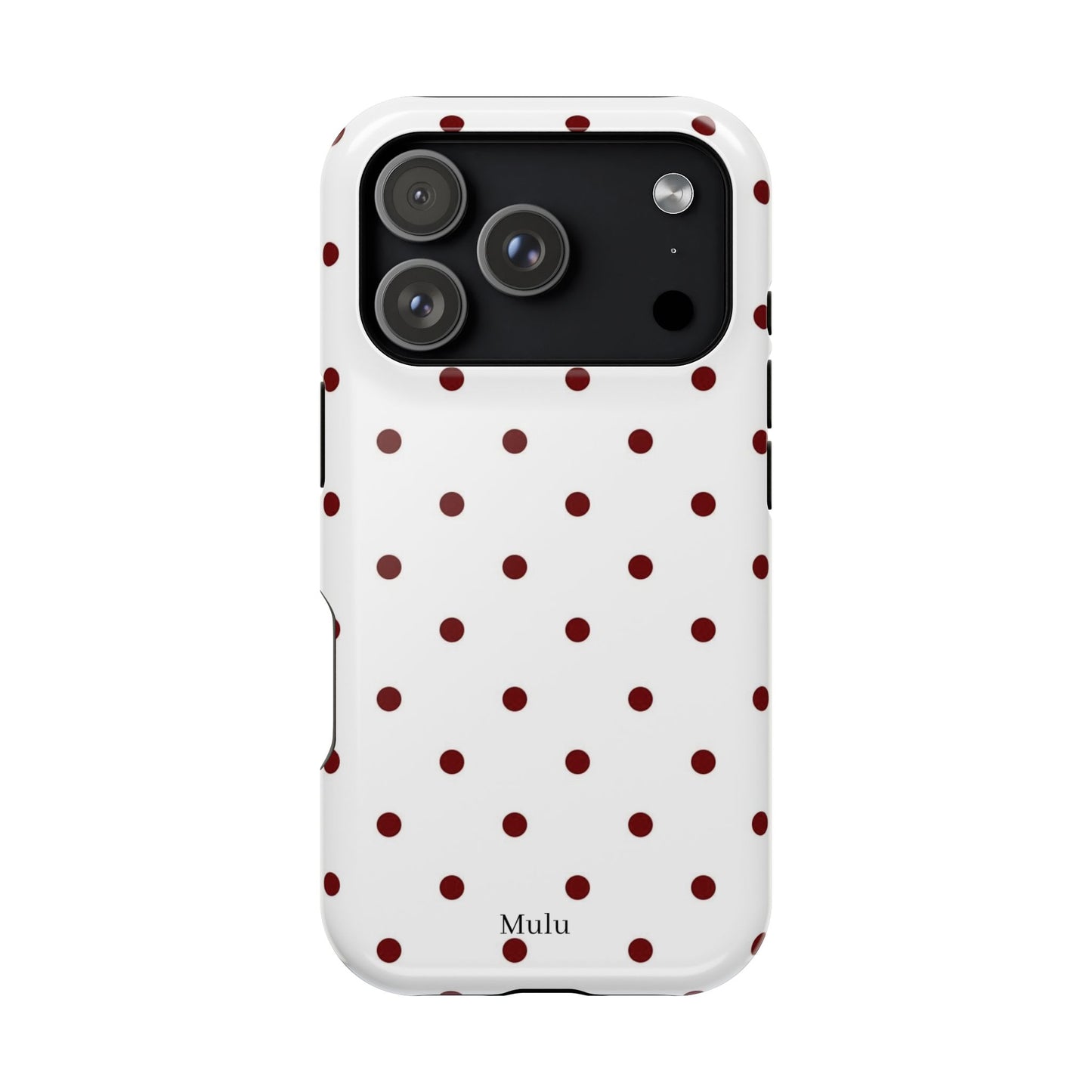Polka Dot Magnetic Impact-Resistant Phone Case — Red Dots on White