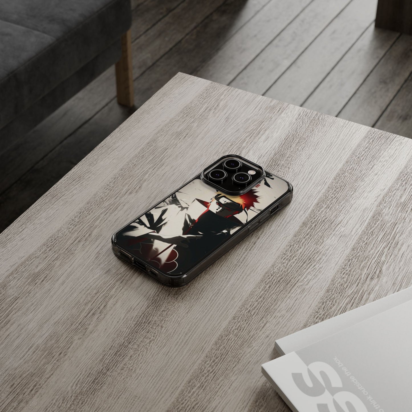 Clear Impact-Resistant Phone Case — Anime Akatsuki Shadow Design