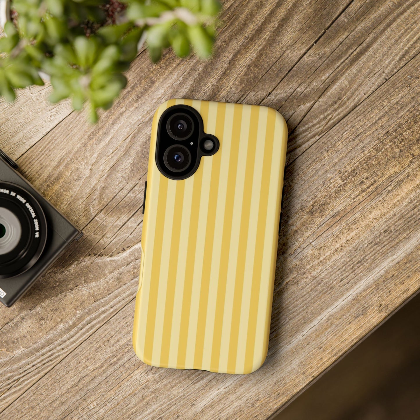 Yellow Stripe Tough Phone Case — Durable Protective iPhone Cover