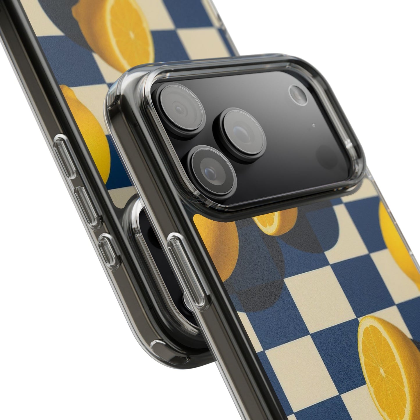 Clear Impact-Resistant Case — Retro Checkered Lemons Phone Case